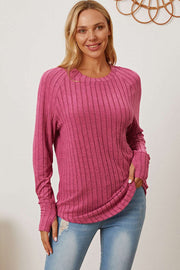 Basic Bae Full Size Ribbed Thumbhole Sleeve T-Shirt